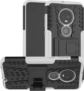 Tyre Texture TPU + PC schokbestendig hoesje voor Motorola G7, met houder (wit)