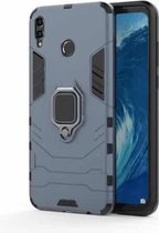 PC + TPU schokbestendige beschermhoes voor Huawei Honor 8X Max, met magnetische ringhouder (marineblauw)