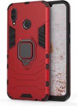 PC + TPU schokbestendige beschermhoes voor Huawei Nova 3, met magnetische ringhouder (rood)