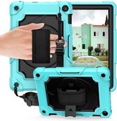 Voor Amazon Kindle Fire HD 8 2020360 Graden Rotatie Draaitafel Contrast Kleur Robot Schokbestendig Siliconen + PC Beschermhoes met Houder (Mintgroen + Zwart)