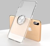 Transparante TPU metalen ringhoes voor iPhone XS, met metalen ringhouder (transparant)