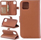 Voor iPhone 11 Pro Lychee Texture Horizontale Flip Leather Case met houder & kaartsleuven & portemonnee & fotolijst (bruin)