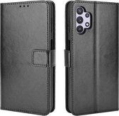 Voor Samsung Galaxy A32 5G Retro Crazy Horse Texture Horizontale Flip Leren Case met Houder & Kaartsleuven & Lanyard (Zwart)