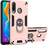 Voor Huawei P30 Lite / nova 4e 2 in 1 Armor Series PC + TPU beschermhoes met ringhouder (roségoud)