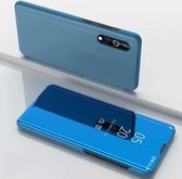 Voor Xiaomi Redmi 9A vergulde spiegel horizontale flip lederen tas met houder (blauw)