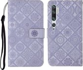 Voor Xiaomi Mi Note 10/10 Pro Etnische stijl Reliëfpatroon Horizontale flip lederen tas met houder & kaartsleuven & portemonnee & lanyard (paars)
