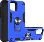 Voor iPhone 12/12 Pro 2 in 1 Armor Series PC + TPU beschermhoes met ringhouder (donkerblauw)
