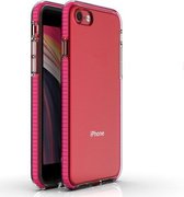 Voor iPhone SE 2020 TPU tweekleurige schokbestendige beschermhoes (rozerood)
