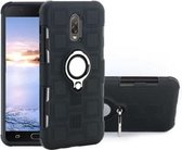 Voor Galaxy J7 + / C7 (2017) 2 in 1 kubus pc + TPU beschermhoes met 360 graden draaien zilveren ringhouder (zwart)
