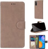 Voor Huawei P Smart 2021 / Y7a Retro Frosted Horizontale Flip PU Lederen Case met Houder & Kaartsleuven & Portemonnee & Fotolijst (Crème Kleur)