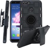 Voor Huawei P Smart / Enjoy 7s 3 in 1 Cube PC + TPU beschermhoes met 360 graden draaien zwarte ringhouder (zwart)