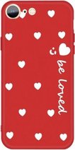 Voor iPhone SE 2020/8/7 lachend gezicht Meerdere liefdeshartjes patroon Kleurrijk Frosted TPU telefoon beschermhoes (rood)