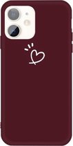 Voor iPhone 11 Three Dots Love-heart Pattern Colorful Frosted TPU telefoon beschermhoes (wijnrood)