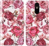 Voor LG Stylo 5 3D-schilderij Gekleurd tekenpatroon Horizontaal Flip TPU + PU lederen tas met houder & kaartsleuven & portemonnee & draagkoord (kleine rode bloem)