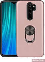 Voor Xiaomi Redmi Note 8 Pro 360 roterende multifunctionele stent pc + TPU-hoes met magnetische onzichtbare houder (roségoud)