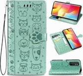 Voor Geschikt voor Xiaomi Mi Note 10 Lite Mooie kat en hond Embossing patroon Horizontale flip lederen tas, met houder & kaartsleuven & portemonnee & cartoon sluiting & lanyard (gr