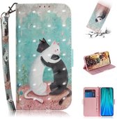 Voor Xiaomi Redmi Note 8 Pro 3D Gekleurde Tekening Horizontale Flip Leren Case met Houder & Kaartsleuf & Portemonnee & Lanyard (Zwart Wit Kat)