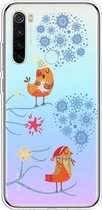 Voor Xiaomi Redmi Note 8 Trendy schattig kerstpatroon doorzichtig TPU beschermhoes (sneeuwvlok en vogels)