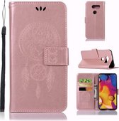 Windgong Uil Embossing Patroon Horizontale Flip Leren Case met Houder & Kaartsleuven & Portemonnee Voor LG V40 ThinQ (Rose Goud)