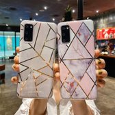Voor Samsung Galaxy A41 Splicing Marble Pattern Gilding TPU beschermhoes (lichtroze grijs)