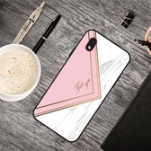Voor Samsung Galaxy A01 Core Frosted Fashion Marble schokbestendig TPU beschermhoes (roze driehoek)