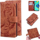 Voor Xiaomi Redmi Note 9S / Note 9 Pro / Note 9 Pro Max Tiger Embossing Pattern Horizontale Flip lederen tas met houder & kaartsleuven & portemonnee (bruin)