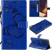 Voor Samsung Galaxy Note20 Ultra 3D vlinders reliëf patroon horizontale flip lederen tas met houder & kaartsleuf & portemonnee (blauw)