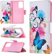 Voor Samsung Galaxy Note 20 Ultra Gekleurde Tekening Patroon Horizontale Flip Leren Case met Houder & Kaartsleuven & Portemonnee (vlinders)