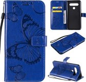 Voor LG K61 3D vlinder reliëf patroon horizontale flip lederen tas met houder & kaartsleuf & portemonnee & lanyard (blauw)
