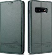 Voor Samsung Galaxy S10 AZNS Magnetische Kalfsstructuur Horizontale Flip Leren Case met Kaartsleuven & Houder & Portemonnee (Donkergroen)