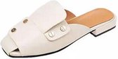 Modetrend dames schoenen met platbodemstiksels (kleur: beige, maat: 36)