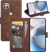 Voor Motorola Moto One 5G Ace Dubbelzijdige magnetische gesp Horizontale flip lederen tas met houder & kaartsleuven en portemonnee (bruin)