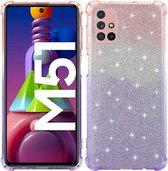 Voor Samsung Galaxy M51 gradiënt glitter poeder schokbestendig TPU beschermhoes (oranje paars)
