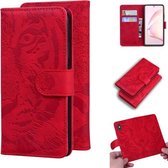 Voor Samsung Galaxy Note10 Lite / A81 Tiger Embossing Pattern Horizontale Flip lederen tas met houder & kaartsleuven & portemonnee (rood)