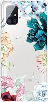 Voor Samsung Galaxy M51 schokbestendig geschilderd transparant TPU beschermhoes (Gem Flower)