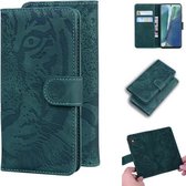 Voor Samsung Galaxy Note 20 Tiger Embossing Pattern Horizontale Flip lederen tas met houder & kaartsleuven & portemonnee (groen)