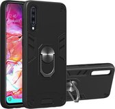 Voor Samsung Galaxy A70 & A70s 2 in 1 Armor Series PC + TPU beschermhoes met ringhouder (zwart)