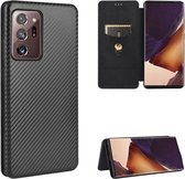 Voor Samsung Galaxy Note20 Ultra Carbon Fiber Texture Magnetische Horizontale Flip TPU + PC + PU Leather Case met Card Slot (Zwart)