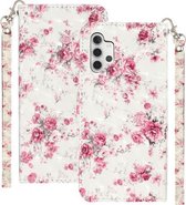 Voor Samsung Galaxy A32 5G 3D-patroon Horizontale Flip PU-lederen hoes met houder & kaartsleuven en portemonnee (roze bloem)