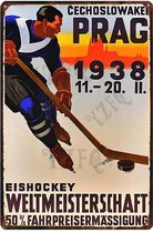 Retro Muur Decoratie uit Metaal Hockey 20x30cm DU-7010