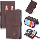 Voor iPhone 11 POLA Multifunctionele Mode Magnetische Horizontale Flip Leren Case met Kaartsleuven & Portemonnee & Fotolijst & Houder (Koffie)