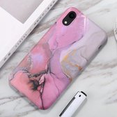 Voor iPhone XR aquarel marmerpatroon IMD TPU mobiele telefoonhoes (roze)