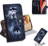 Voor iPhone 12 Pro Max Gekleurde tekening Horizontale lederen flip-hoes, met houder en kaartsleuven en portemonnee (Wolf en hond)