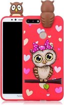 Voor Huawei Honor 7A schokbestendige cartoon TPU beschermhoes (rode uil)