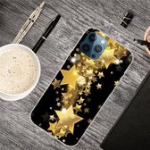 Schokbestendig geverfd transparant TPU-beschermhoesje voor iPhone 12 Pro Max (gouden ster)