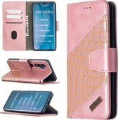 Voor xiaomi mi CC9 pro bijpassende kleur krokodil textuur horizontale flip pu lederen tas met portemonnee & houder & kaartsleuven (rose goud)