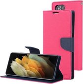 Voor Samsung Galaxy S21 Ultra 5G GOOSPERY FANCY DAGBOEK Horizontale Flip PU lederen tas met houder & kaartsleuven & portemonnee (Rose Red)