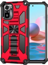 Xiaomi Redmi Note 10 / 10S Hoesje met Metalen Kickstand Rood