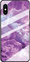 Voor iPhone XS / X beschermhoes met marmerpatroonglas (paars)
