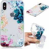 Voor iPhone X / XS 3D-patroon Transparant TPU-hoesje (The Stone Flower)